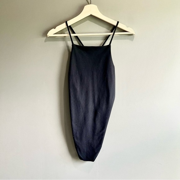 Abercrombie & Fitch Black Spaghetti Strap Bodysuit with Silver Ring Detail - Picture 1 of 9